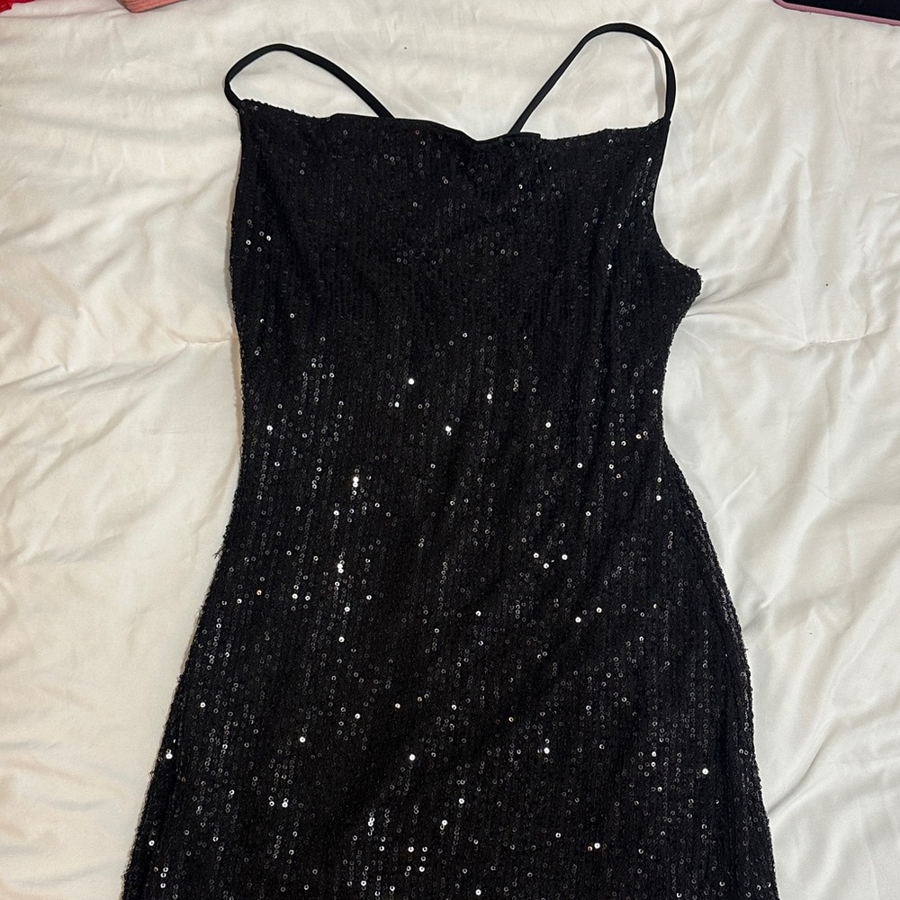 Black mini sequence dress